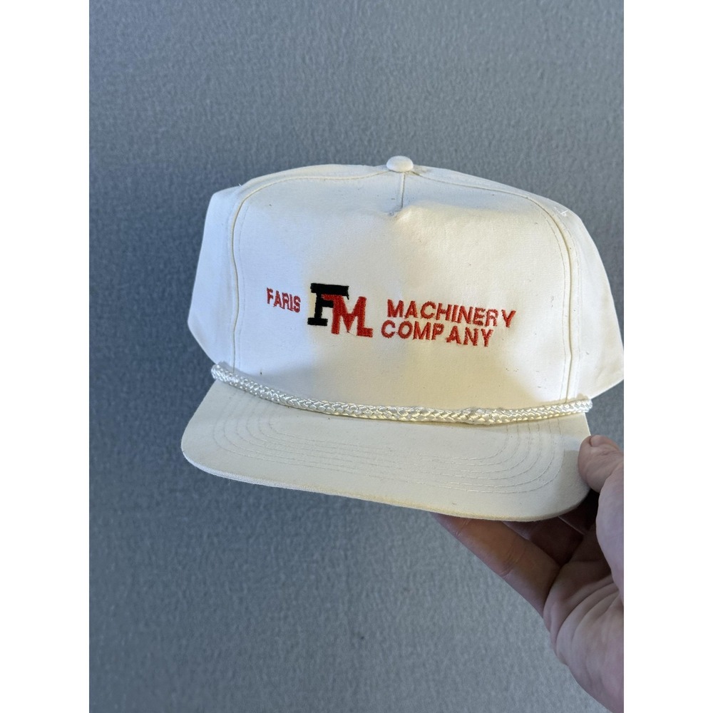Faris Machinery Company Hat Cap Snap Back Mens One Size White Rope‎ Twill